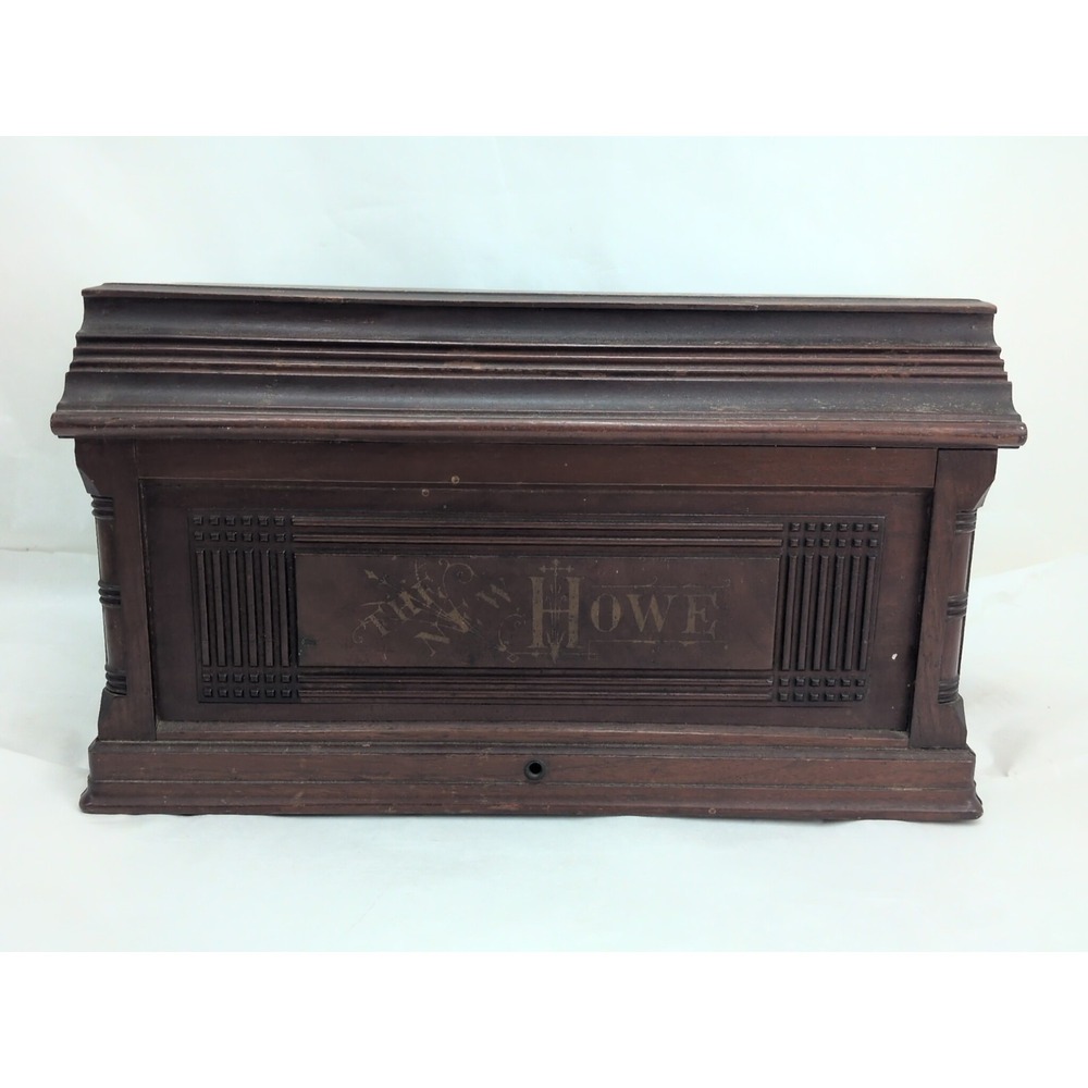 Antique Howe Treadle Sewing Machine Cover Top Coffin Primitive Rare Cottagecore